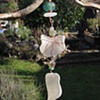 White Sea Glass Sun Catcher with Aqua Glass Bead - C249