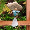 Sm Sun Catcher with Aqua & Lavender Glass on Driftwood - S157