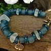 Aqua Sea Glass and Glass Bead Bracelet

#C322