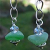 Green Sea Glass Earrings With Sterling - C256