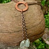 Dual Aqua Sea Glass Pendant With Copper Ring
#C314