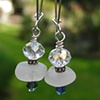 White Sea Glass & Crystal Earrings

#C323