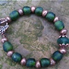 Green Sea Glass Bead Bracelet - C243