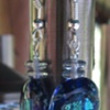 Hand Blown Blue Dichroic Glass Earrings