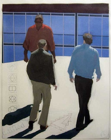 Three walking figures