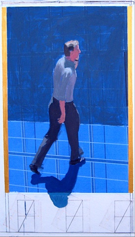 Walking figure with cell phone