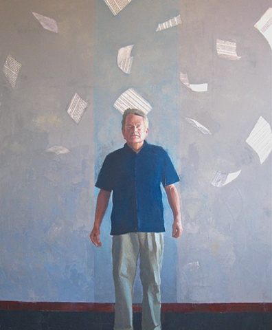 mixed media oil painting with collage about 9/11 by North Carolina USA painter Richard Garrison