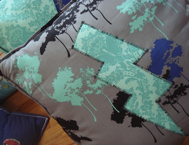 Gray Pillow/ Blue Lightning