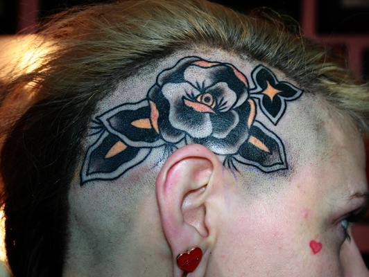flower on her head