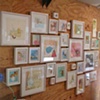 catherine's beautiful collaged wall of paintings: 2010 show