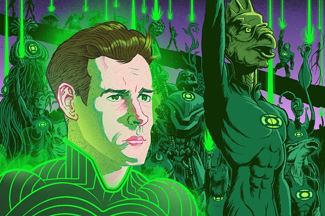 Ryan Reynolds illustration movie DC Comics hero Super Oa corps book ring rings aliens will varner art