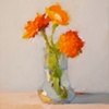 Three Flowers in Flared Vase