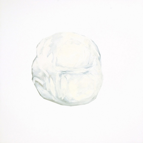 a snowball with a rock in it
