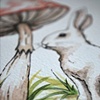 White Rabbit and Mushroom Print
