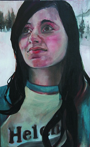 Helena, Moonlight Basin, oil painting, girl with ong black hair
