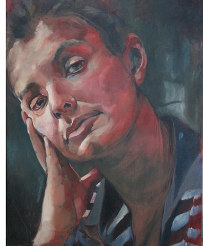 Portrait, Anna with hand on face