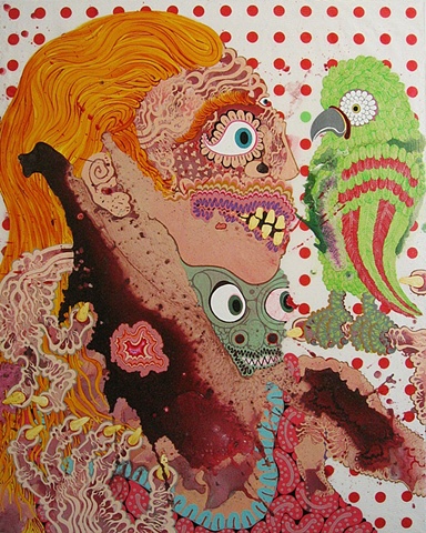 Woman with Budgie
