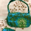 Turquoise Silk Brocade Handbag and Notebook