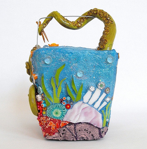 polymer clay sculpture of a coral reef with an octopus