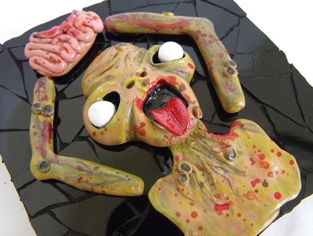 polymer clay zombie eating brains