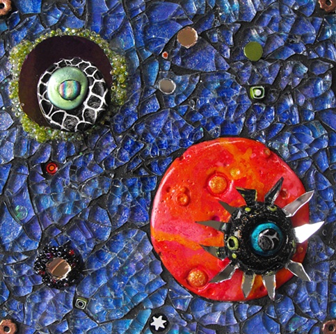 tempered glass mosaic outer space planets stars