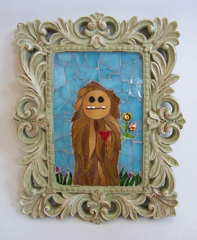 stained glass mosaic of a Saquatch boy