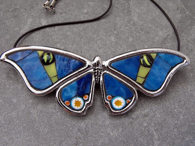 BLUE MORPHO - MOSAIC BUTTERFLY PENDANT