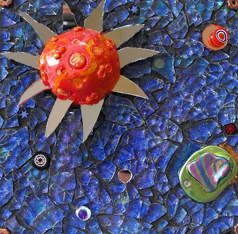 tempered glass mosaic outer space planets stars