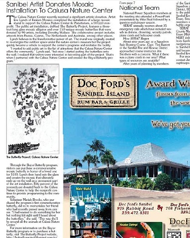 Island Sun article for mosaic butterflies at Calusa Nature Center