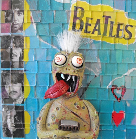 Beatles zombie sculpture made of polymer clay