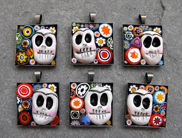 FRIDA SUGAR SKULLS - DAY OF THE DEAD PENDANTS