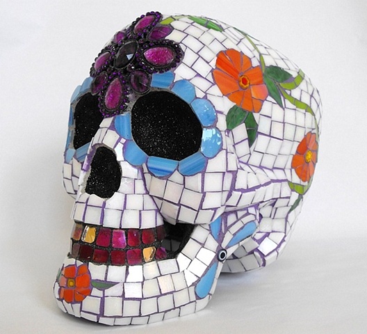day of the dead mosaic skull 
