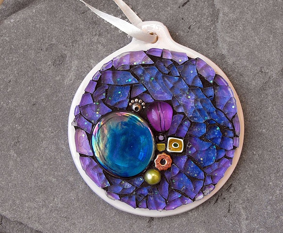 tempered glass mosaic suncatcher of outer space