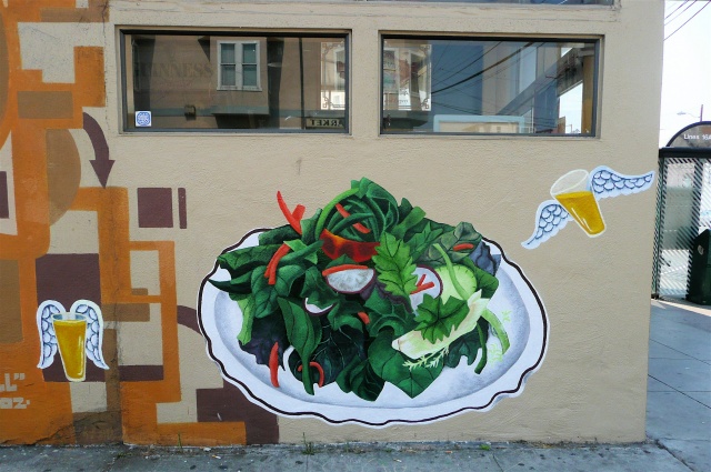 Detail, (salad with flying beers)