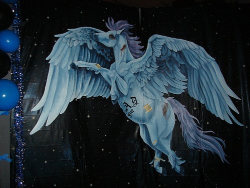 "Black & Blue Ball" prom photo backdrop