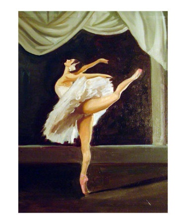 A painting by Tara Benet of a ballerina painted in oil