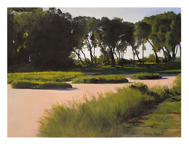 A landscape painting of a golf course in Kansas by Tara Benet