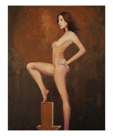 An oil painting by Tara Benet of a nude woman
