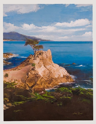 A landscape painting of the Lone Cyprus by Tara Benet