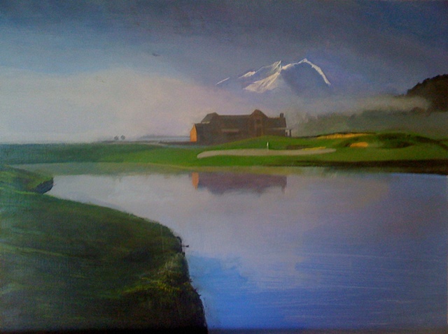 A landscape painting of a golf course in Colorado by Tara Benet