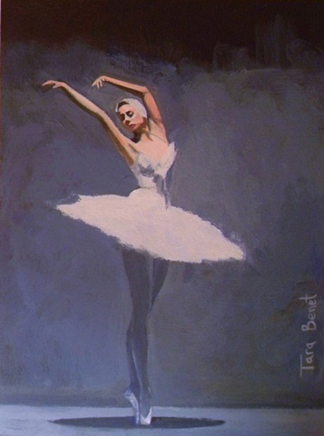 A painting by Tara Benet of a ballerina painted in oil