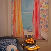 Big Curtains with Poppies and Tiny Blue Chair