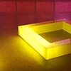 Frames for the People: Two Yellow Halos
window installation by Amy DiPlacido