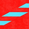 Diamond X: teal on red 