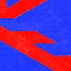 Diamond X: red on blue