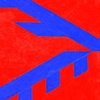 Diamond X: blue on red