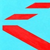 Diamond X: red on teal 