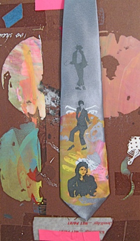 Michael Jackson, tie, hand printed