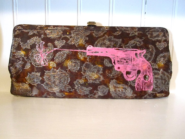 Gold Brocade Hot Pink Bullets