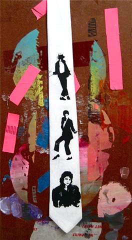 Michael Jackson, tie, hand printed